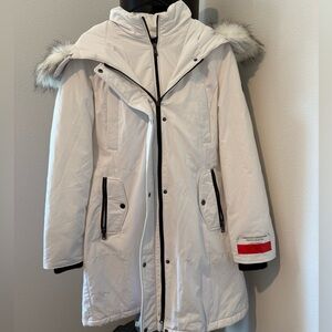 Madison White Jacket with Fur Trim